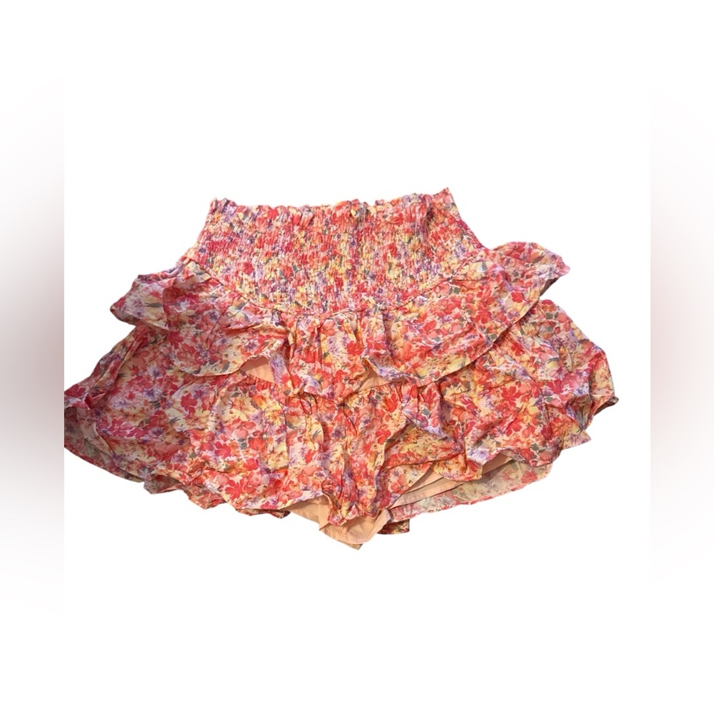 Mustard Seed Floral Mini Skirt - Pink and Orange